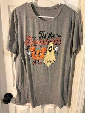 Gray Halloween 'Tis the Season' Pumpkin & Ghost Costume Tee